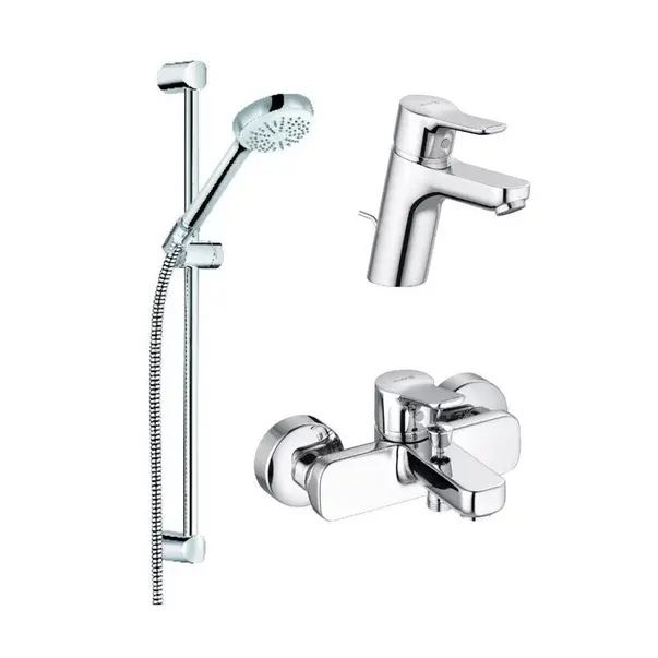 Set baterie lavoar baterie cada dus si set dus Kludi PureEasy crom