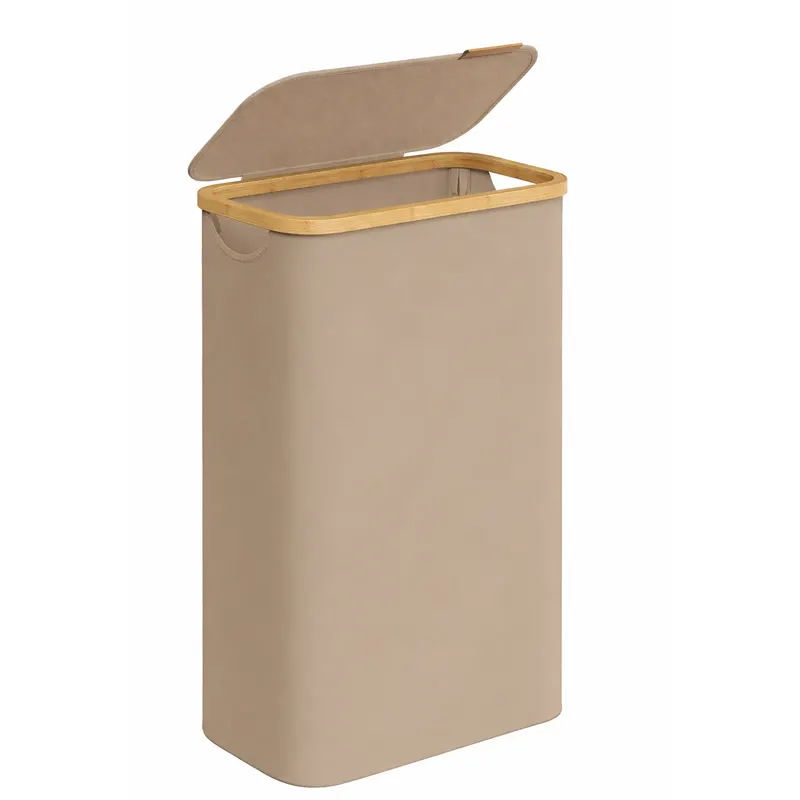 Cos rufe slim pentru spatii inguste, sac detasabil, 65 litri, 42x23x71 cm, maro bej