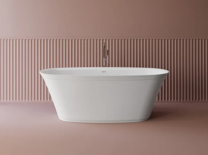 Cada freestanding ovala, compozit alb mat, interior lucios, 170x80x61 cm, Opal