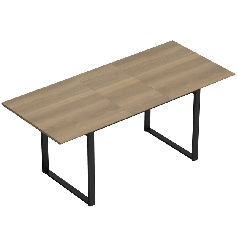 HOMCOM Masă extensibilă 140–180 cm pentru 6–8 persoane, dreptunghiulară, design industrial cu cadru din oțel, maro