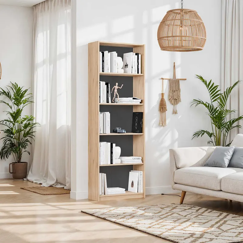 Biblioteca KTP-350-BB-1 Home Collection® Modern, 5 rafturi, 64x182x26 cm - Stejar