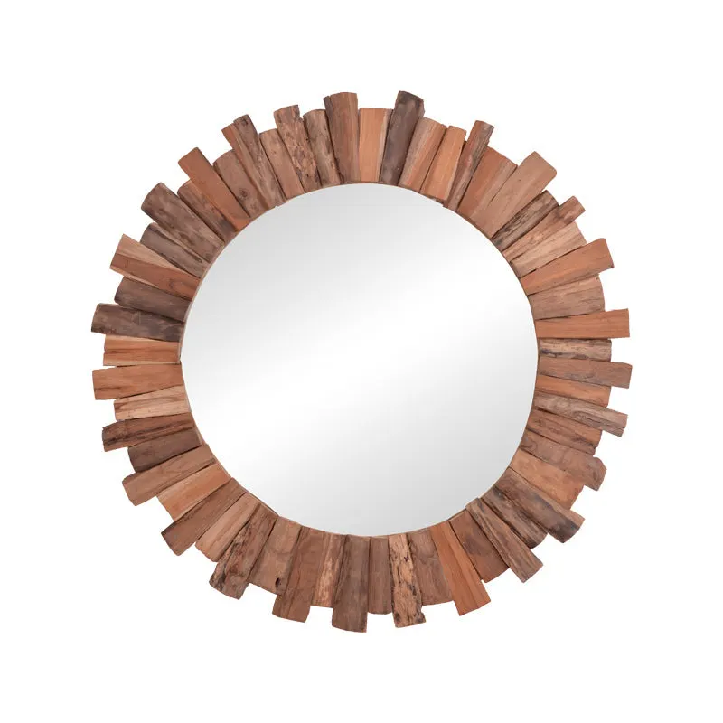 Oglinda Rounder lemn de tec, Natural, 80x80 cm - Natur