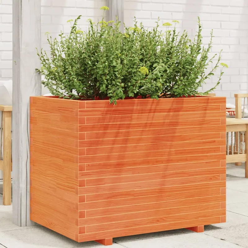 jardiniera de gradina, maro ceruit, 90x60x72 cm, lemn masiv pin