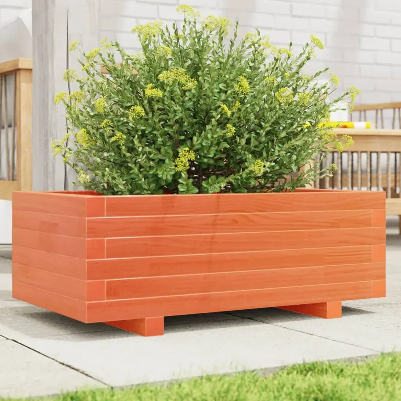 jardiniera gradina, maro ceruit, 70x40x26,5 cm, lemn masiv pin
