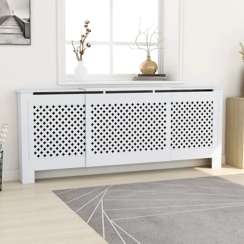 masca pentru calorifer, alb, 205 cm, mdf