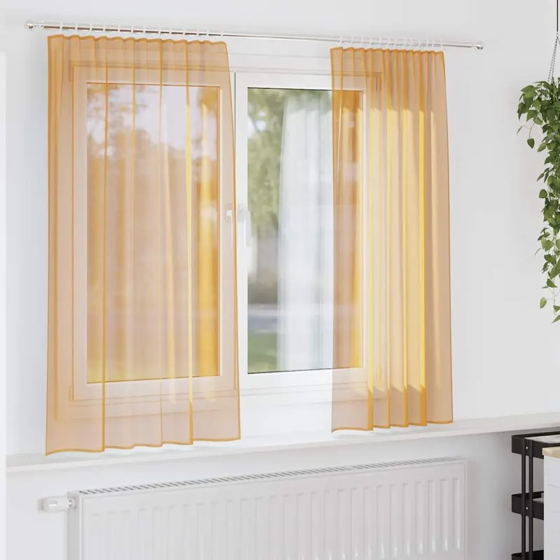 perdele voile cu bucle 2 buc portocaliu 140x140 cm