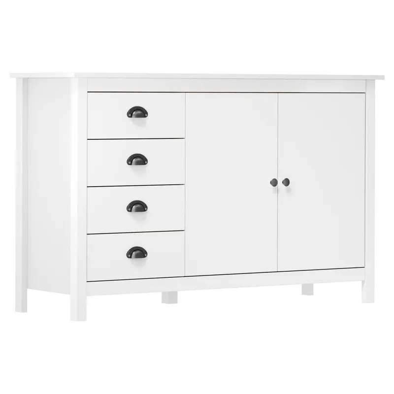 servanta hill, alb, 130x40x80 cm, lemn masiv de pin
