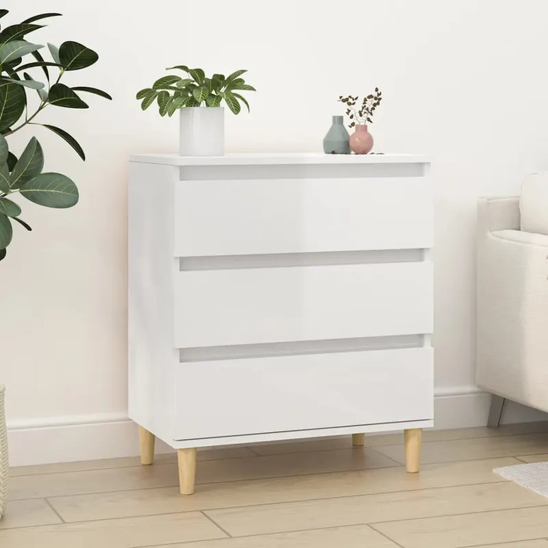 servanta, alb extralucios, 60x35x70 cm, lemn prelucrat
