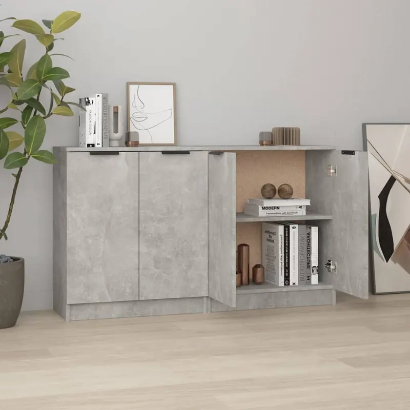 servante, 2 piese, gri beton, 60x30x70 cm, lemn prelucrat