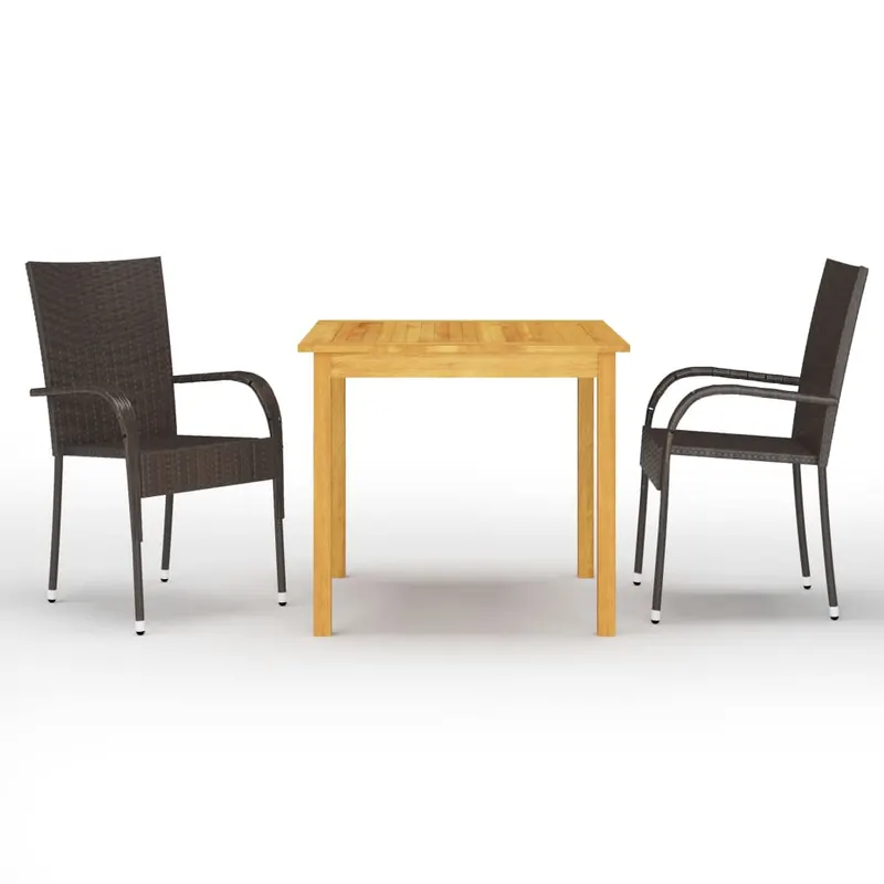 set mobilier de gradina, 3 piese, maro