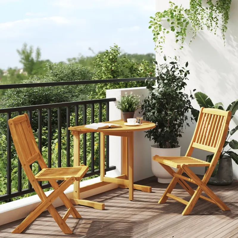 set mobilier gradina pliabil, 3 piese, lemn masiv acacia