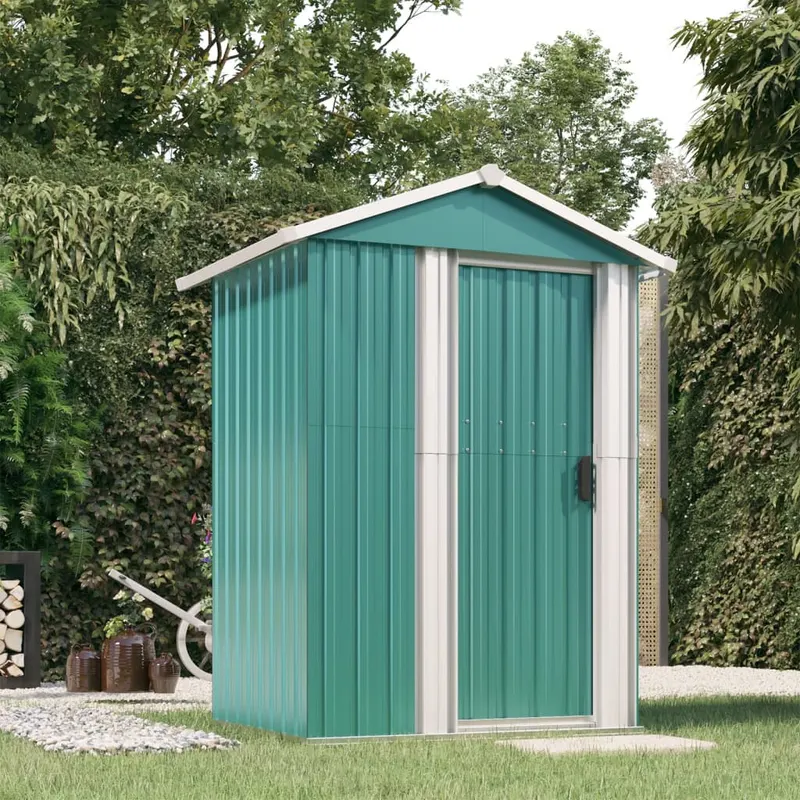 Șopron de gradina, verde, 126x97,5x177 cm, otel zincat