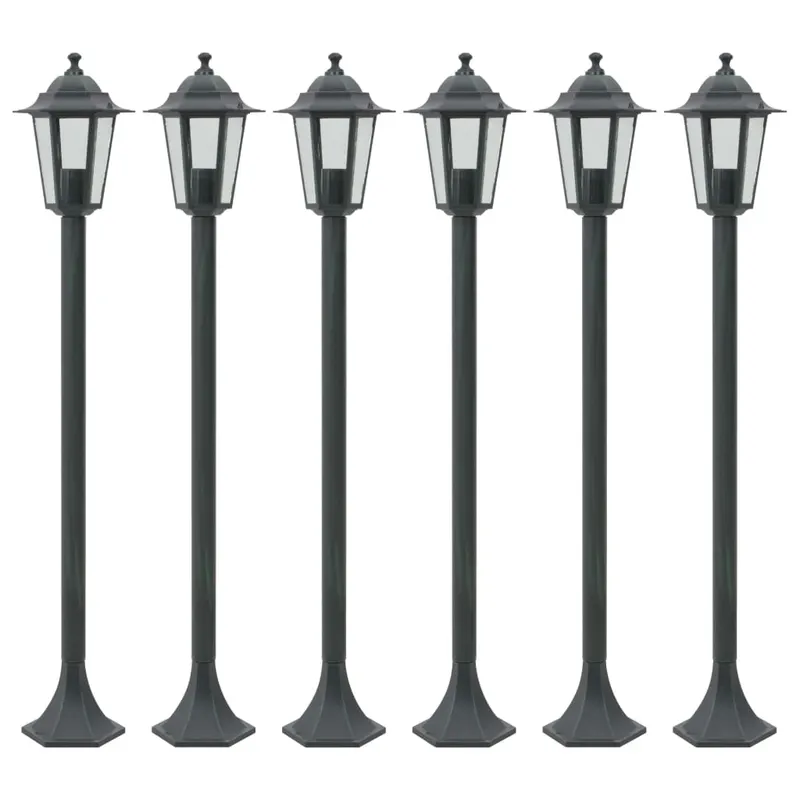 stalp iluminare gradina 6 buc. e27 110 cm aluminiu verde inchis
