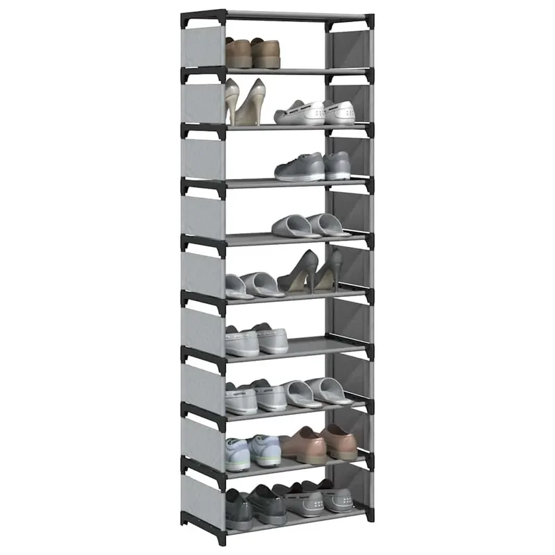 suport pantofi 10 niveluri gri 54x28x158 cm tesatura netesa