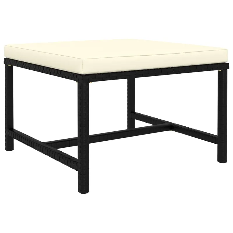 taburet modular cu perna, negru, poliratan