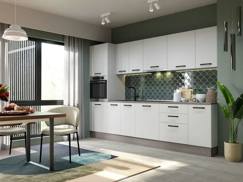 Mobila Bucatarie Elva 304,8 cm Alb Perlat - Configuratia 20
