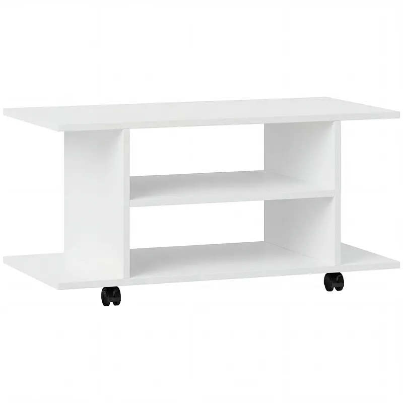 HOMCOM Mobilier unghiular cu roți și rafturi, până la 42", alb