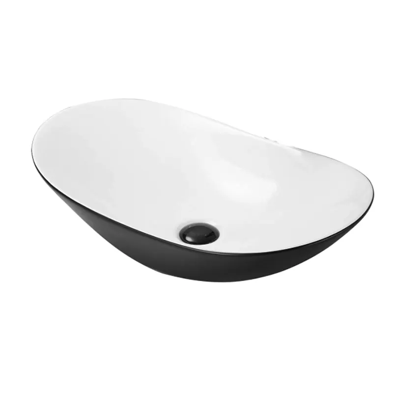 Lavoar pe blat Fluminia My night, 36 cm, oval, garantie 2 ani, alb-negru