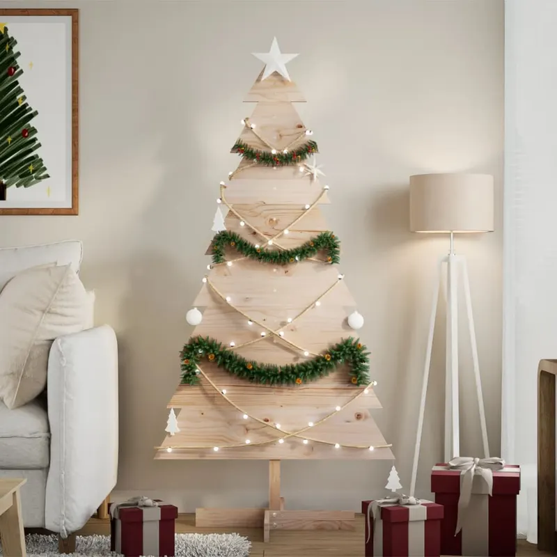 brad de craciun din lemn decorativ, 150 cm, lemn de pin masiv