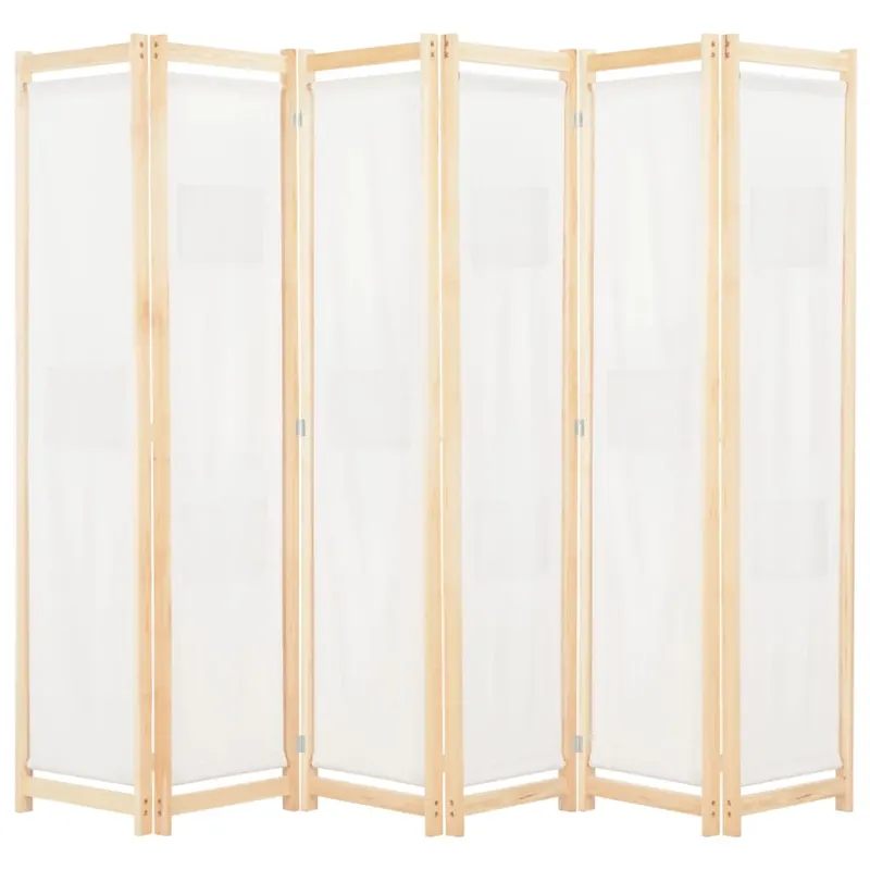 paravan camera, 6 panouri, crem, 240x170 x4 cm, material textil