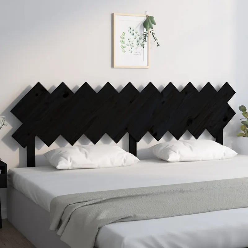 tablie de pat, negru, 196x3x80,5 cm, lemn masiv de pin