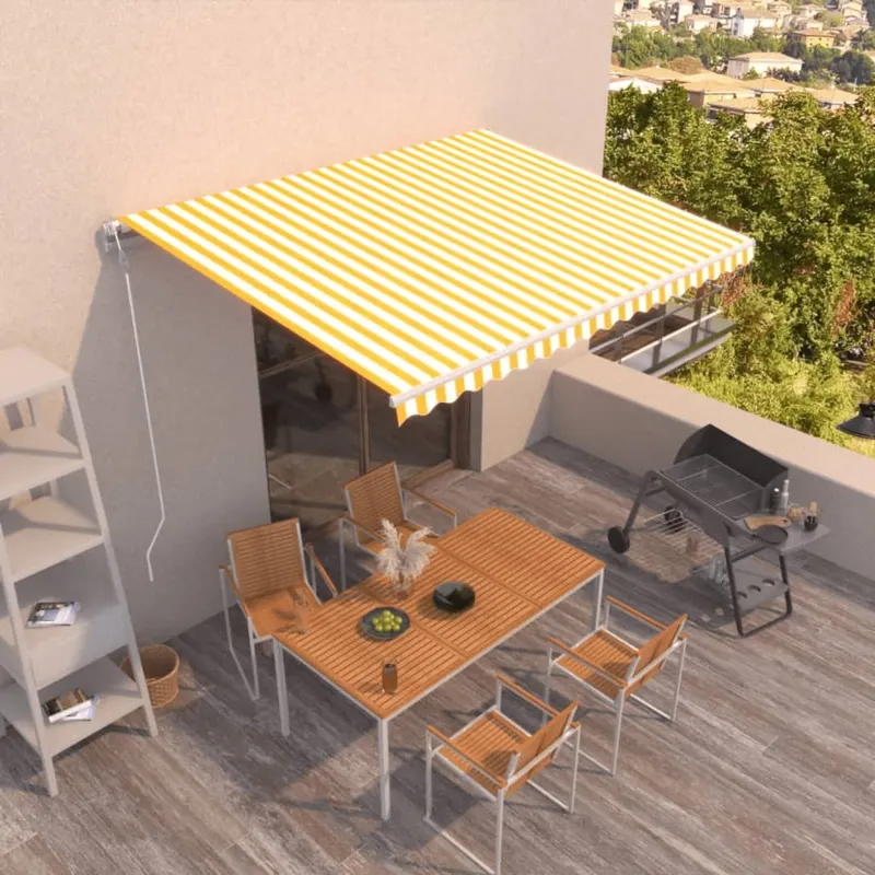 copertina retractabila automat, galben si alb, 450x300 cm