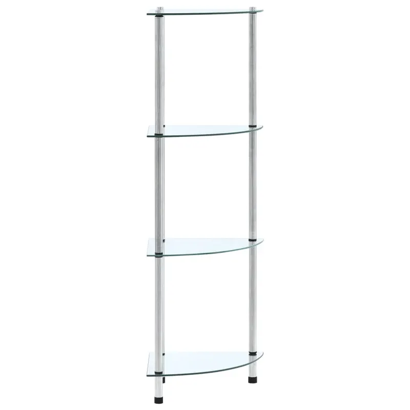 raft cu 4 niveluri transparent, 30x30x100 cm, sticla securizata