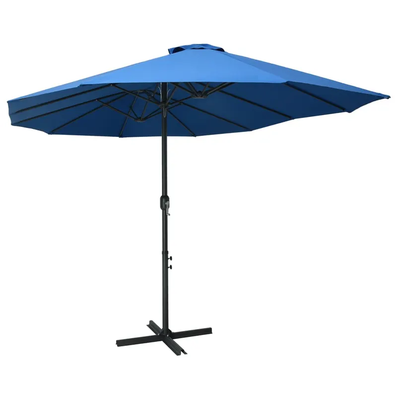 umbrela soare exterior cu stalp aluminiu, albastru, 460x270 cm