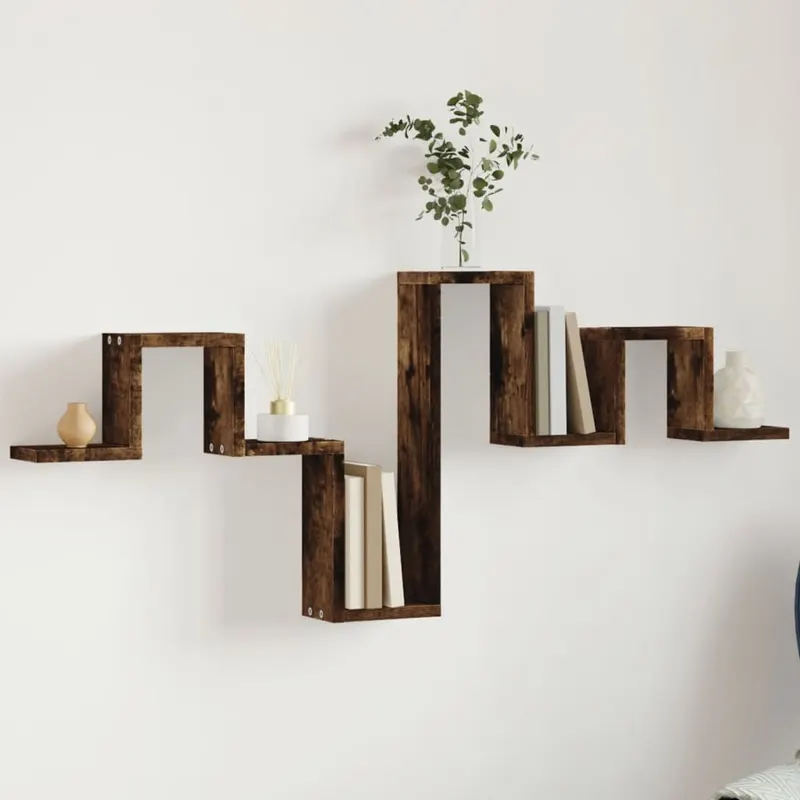 raft de perete, stejar fumuriu, 104,5x10x43 cm, lemn prelucrat