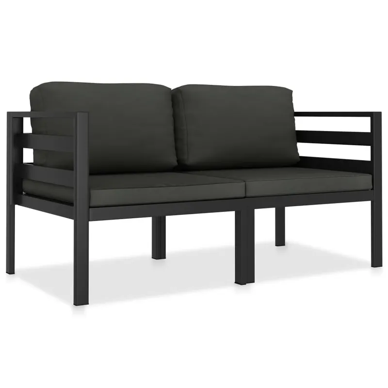 set mobilier de gradina cu perne, 2 piese, antracit, aluminiu