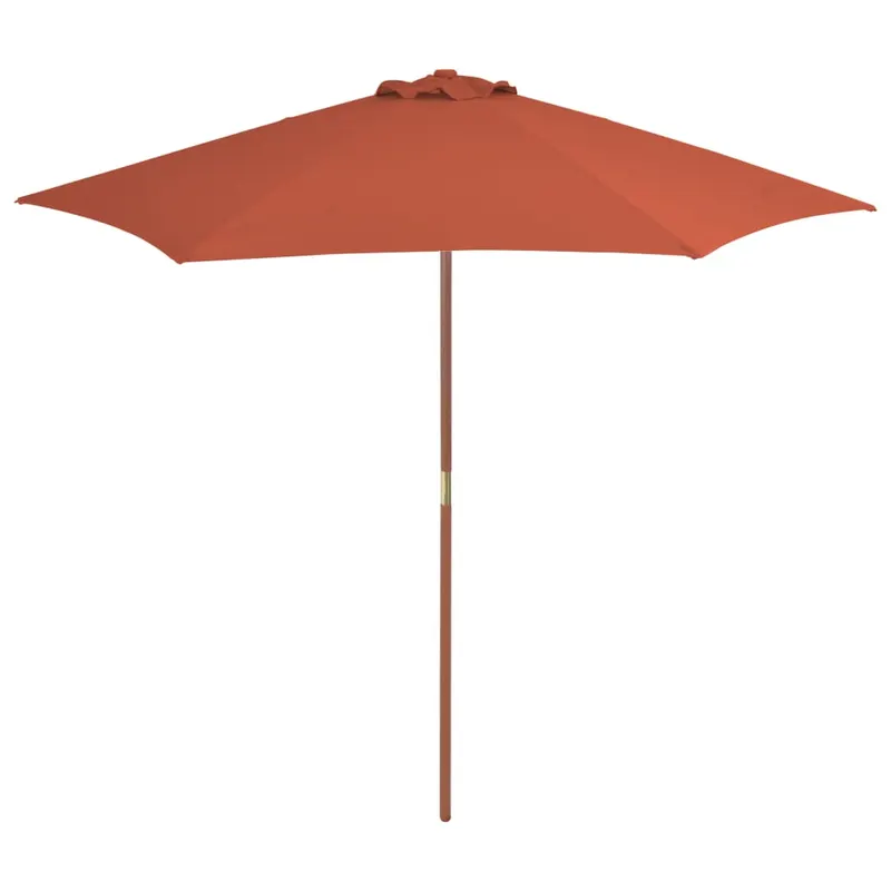 umbrela de soare de exterior, stalp din lemn, caramiziu, 270 cm
