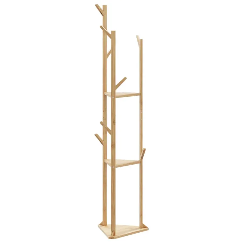 suport pentru haine cu carlige si rafturi 39x33x166 cm bambus