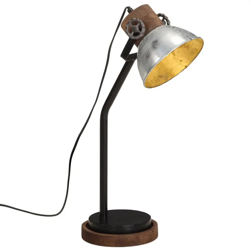 lampa de birou 25 w, argintiu vintage, 18x18x60 cm, e27