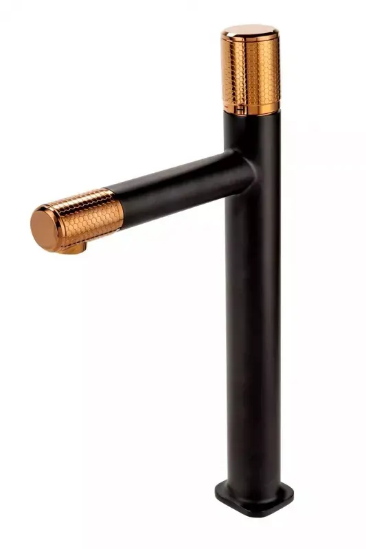 Baterie lavoar FDesign Ardesia FD1-ARD-2L-25, 3 8 , marimea XL, cartus ceramic, ventil, mat, negru cupru
