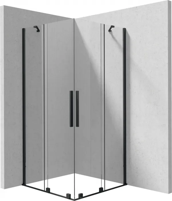 Cabina de dus patrata, 90x90x195 cm, cu usi batante, negru, Deante Prizma