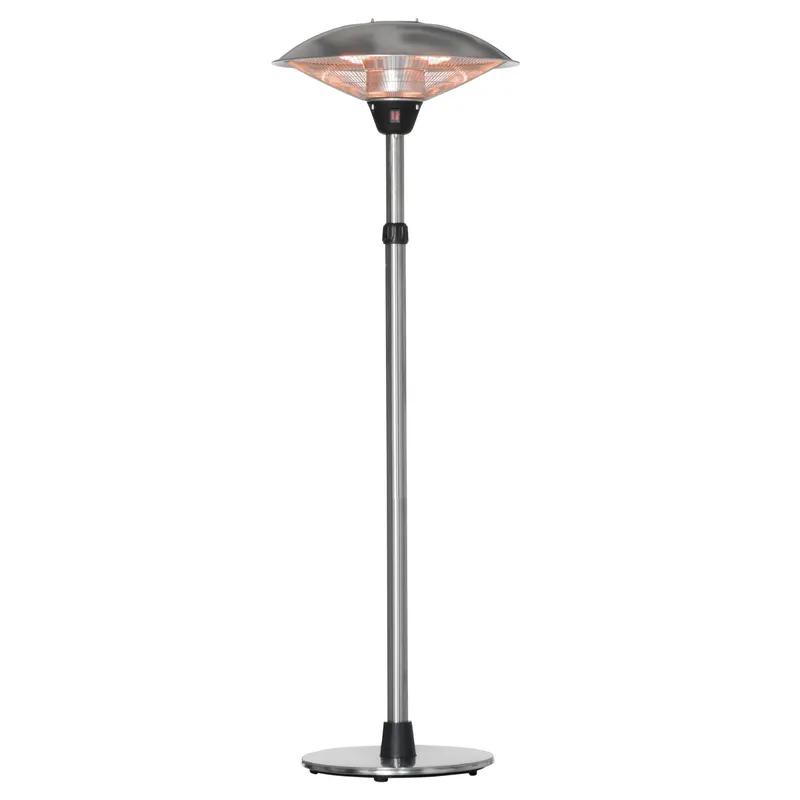 Outsunny Ciupercă de Încălzire Exterioară cu 3 Temperaturi și Înălțime Reglabilă din Oțel și Aluminiu, Φ58.5x160-200 cm, Argintiu
