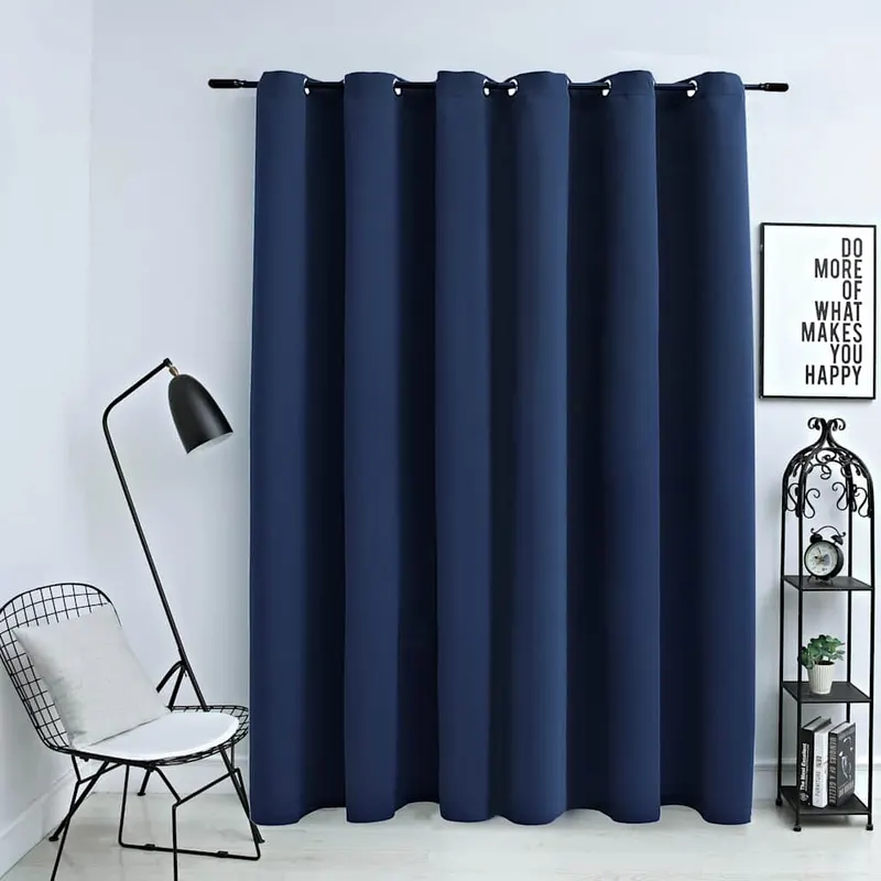 Draperie opaca cu inele metalice, albastru, 290 x 245 cm