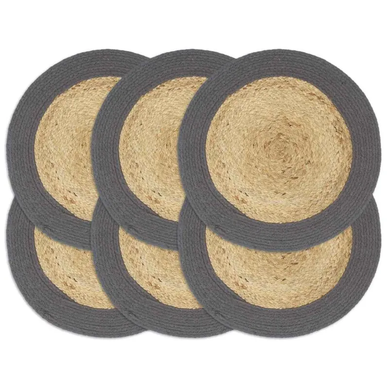 Naproane, 6 buc., natural si antracit, 38 cm, iuta si bumbac