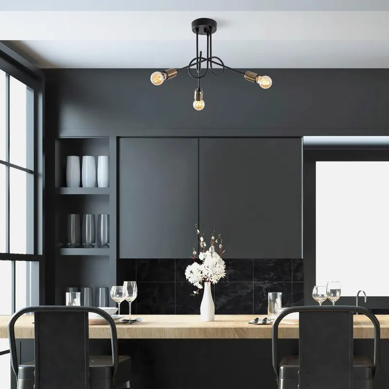 Lustra Viraj Chandelier, Negru, 16x16x32 cm - Negru