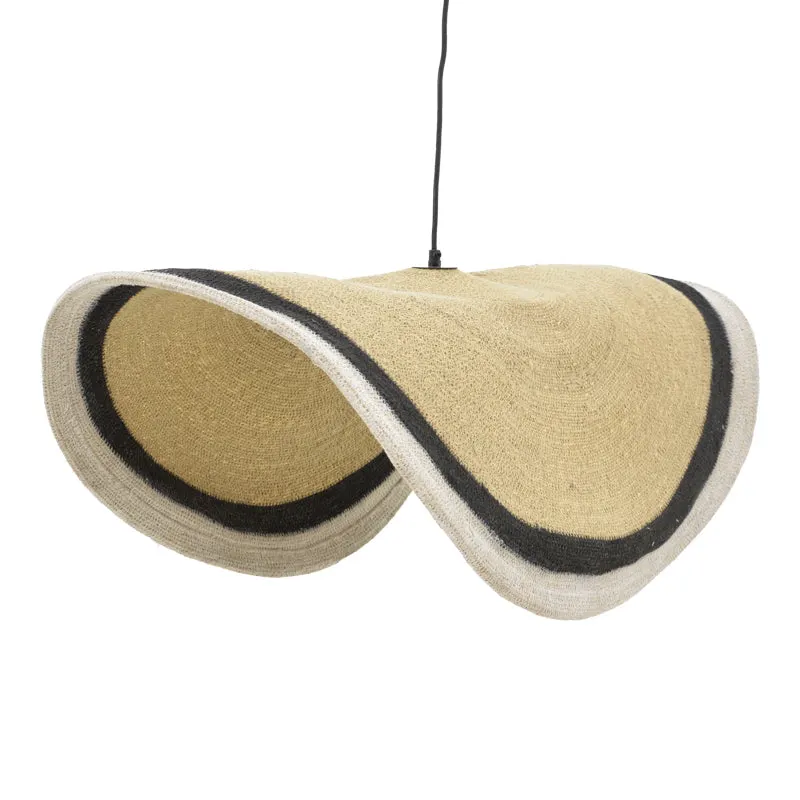 Lustra Hatchie natur negru alb ratan fier, 120x120x144 cm - Natur