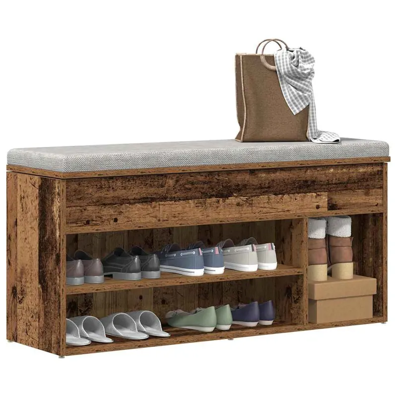 bancheta de pantofi, lemn vechi, 102x30,5x45 cm, lemn prelucrat