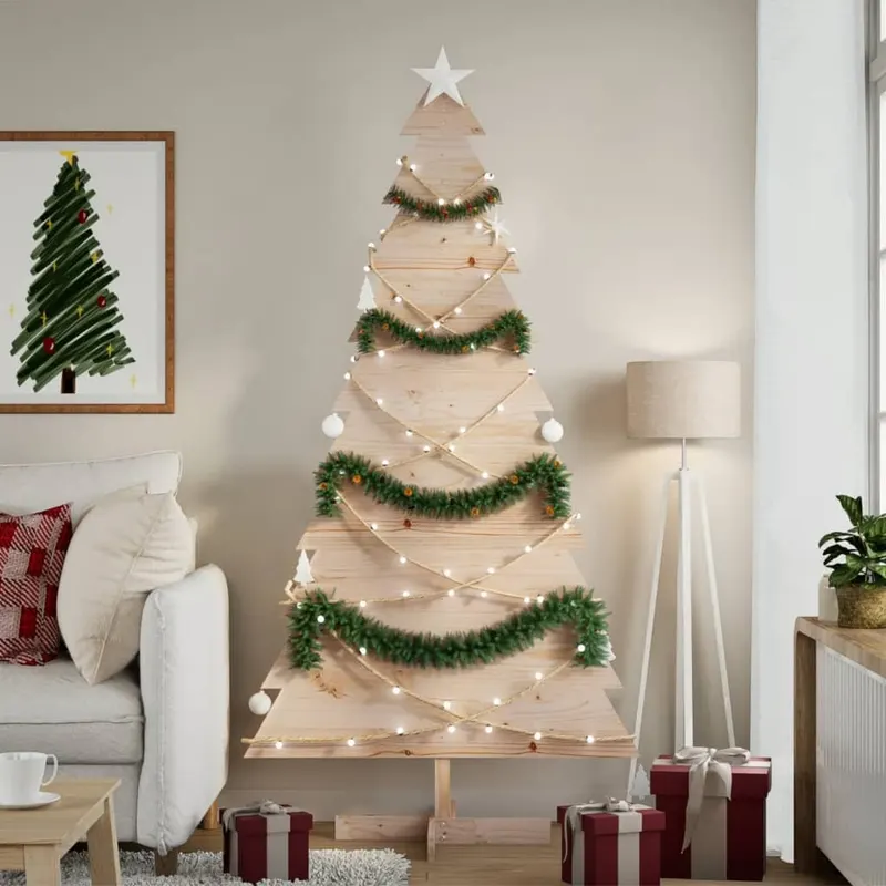 brad de craciun din lemn decorativ, 180 cm, lemn de pin masiv
