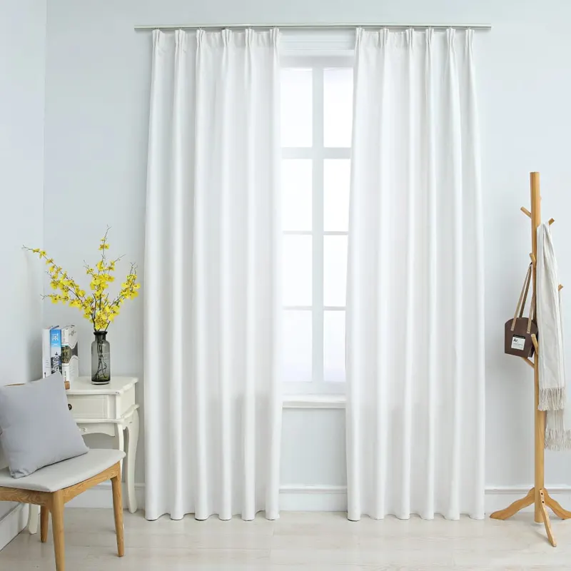 draperii opace cu carlige, 2 buc., ivoriu, 140 x 245 cm