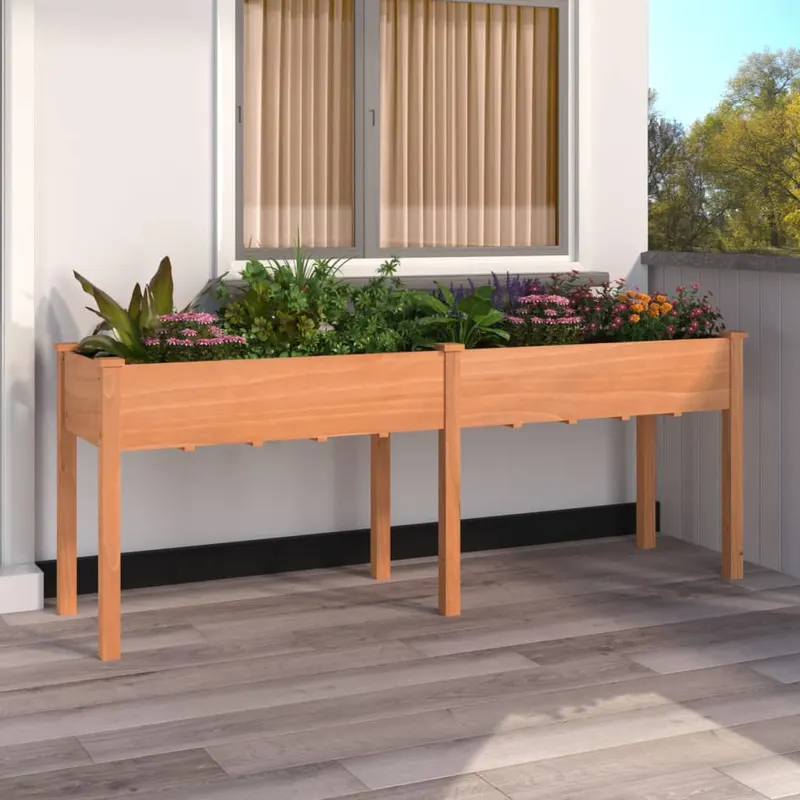 jardiniera cu captuseala, maro, 203x53x76 cm, lemn masiv brad