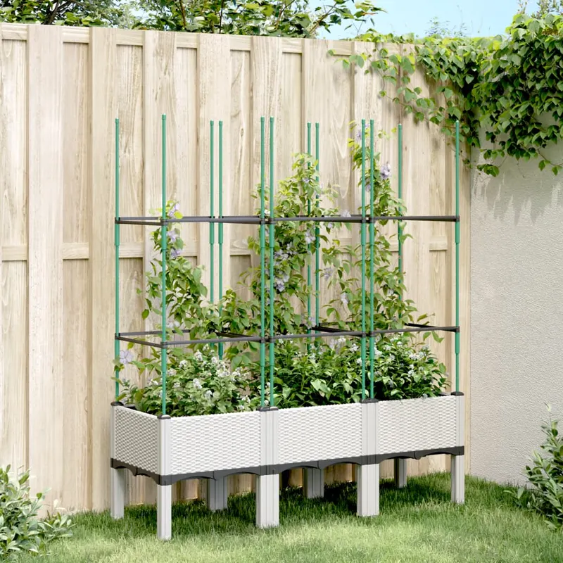 jardiniera de gradina cu spalier, alb, 120x40x142,5 cm pp