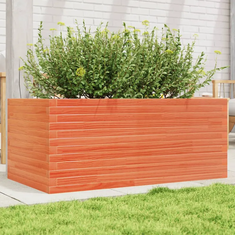 jardiniera gradina, maro ceruit, 110x60x45,5 cm, lemn masiv pin