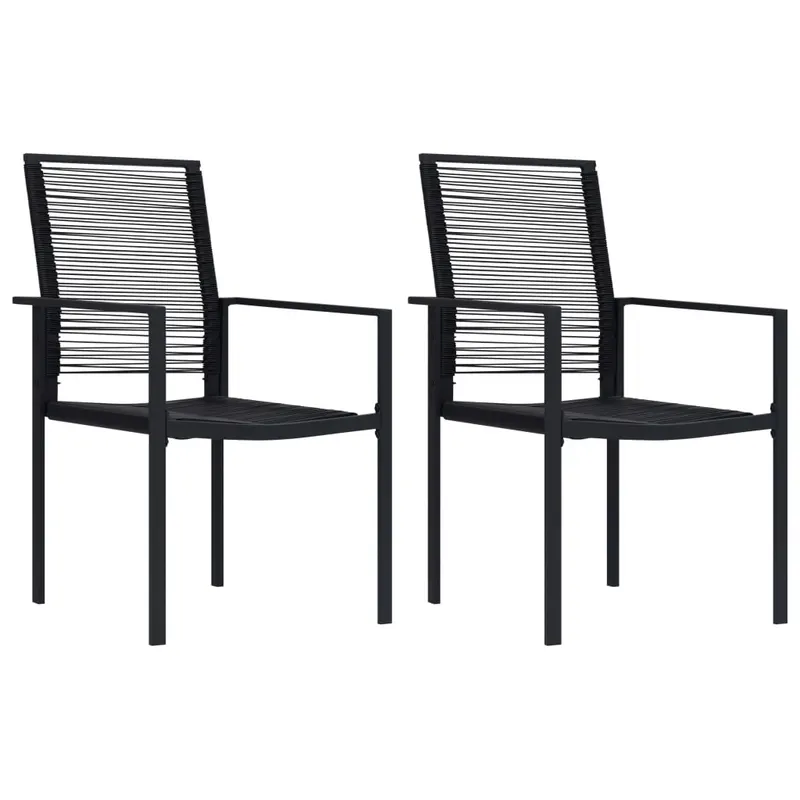 scaune de gradina, 2 buc., negru, ratan pvc
