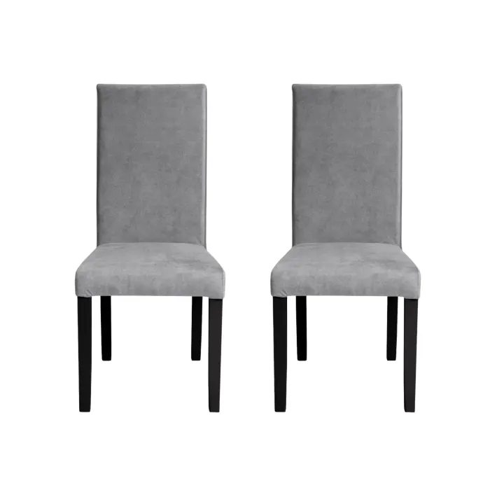Set 2 scaune living TEO, picioare lemn wenge, stofa z gri deschis, 46x60x98 cm