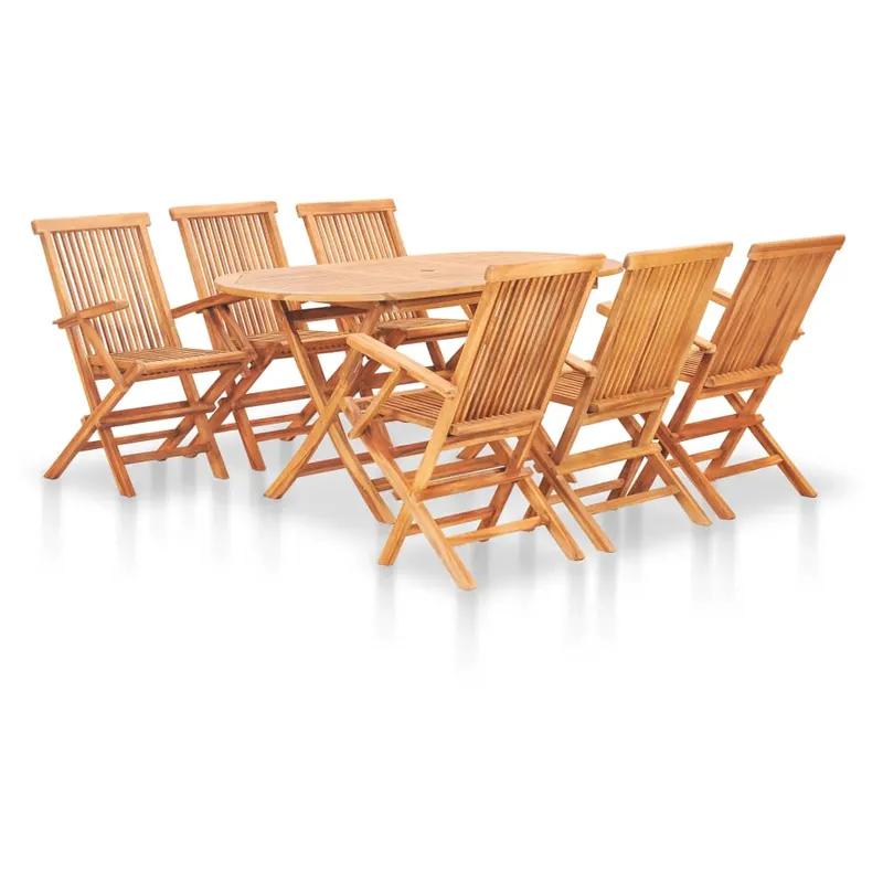set mobilier de exterior pliabil, 7 piese, lemn masiv de tec