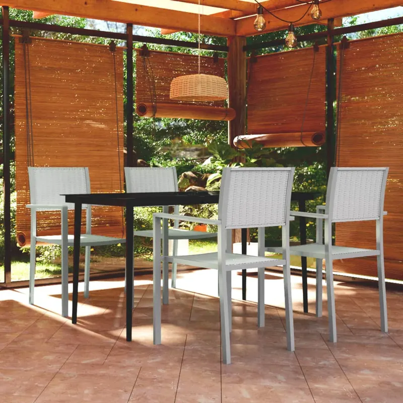 set de mobilier de gradina, 5 piese, alb